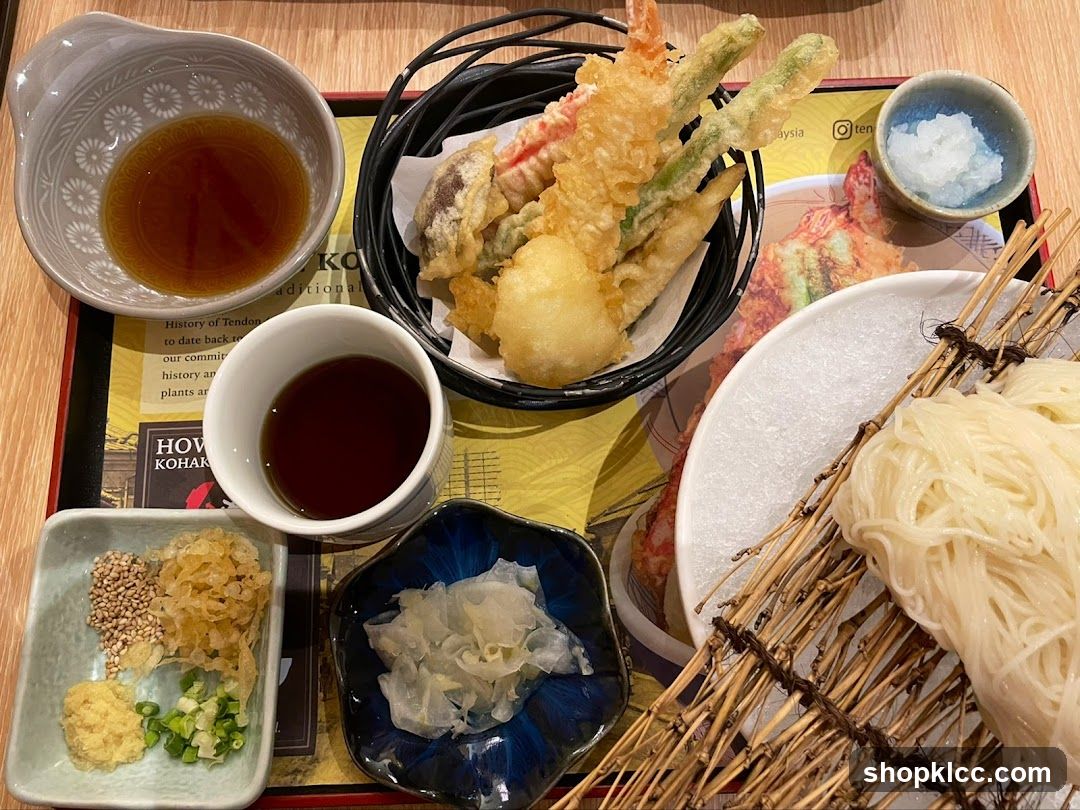 Japanese Meal Spread with Tempura and Noodles