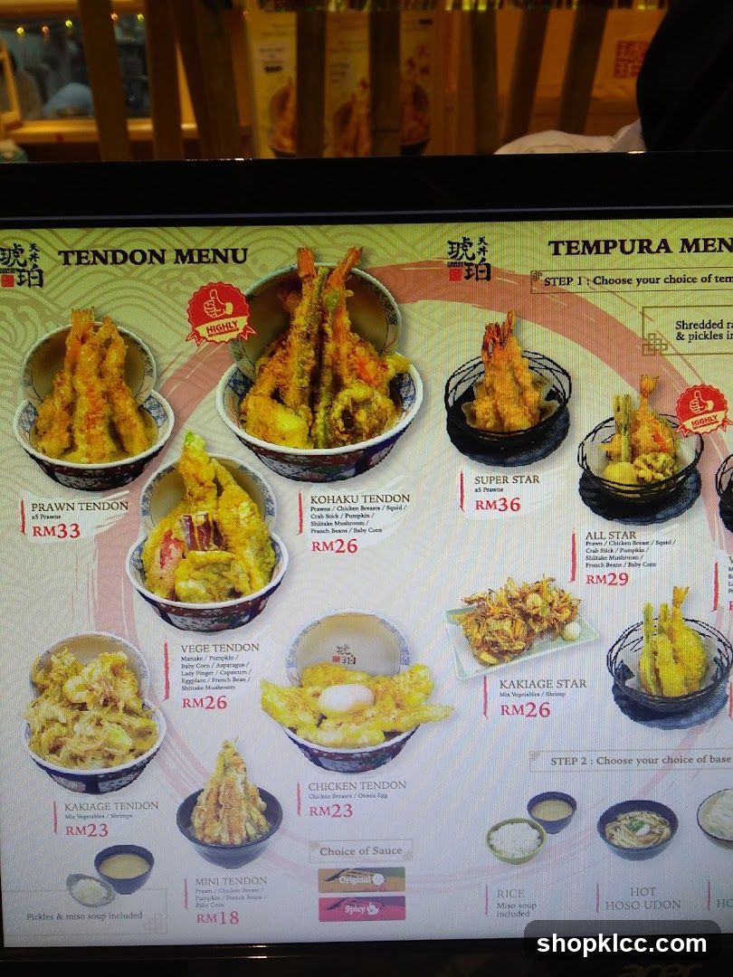 Tendon Menu & Tempura Menu