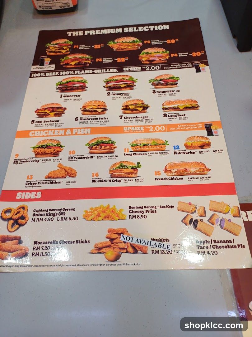 Burger King Menu