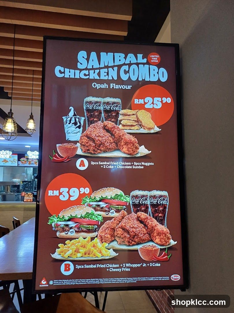 Sambal Chicken Combo Menu Board