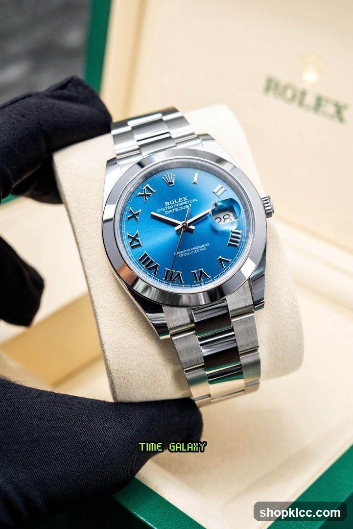 Rolex Datejust Blue Dial Watch Display