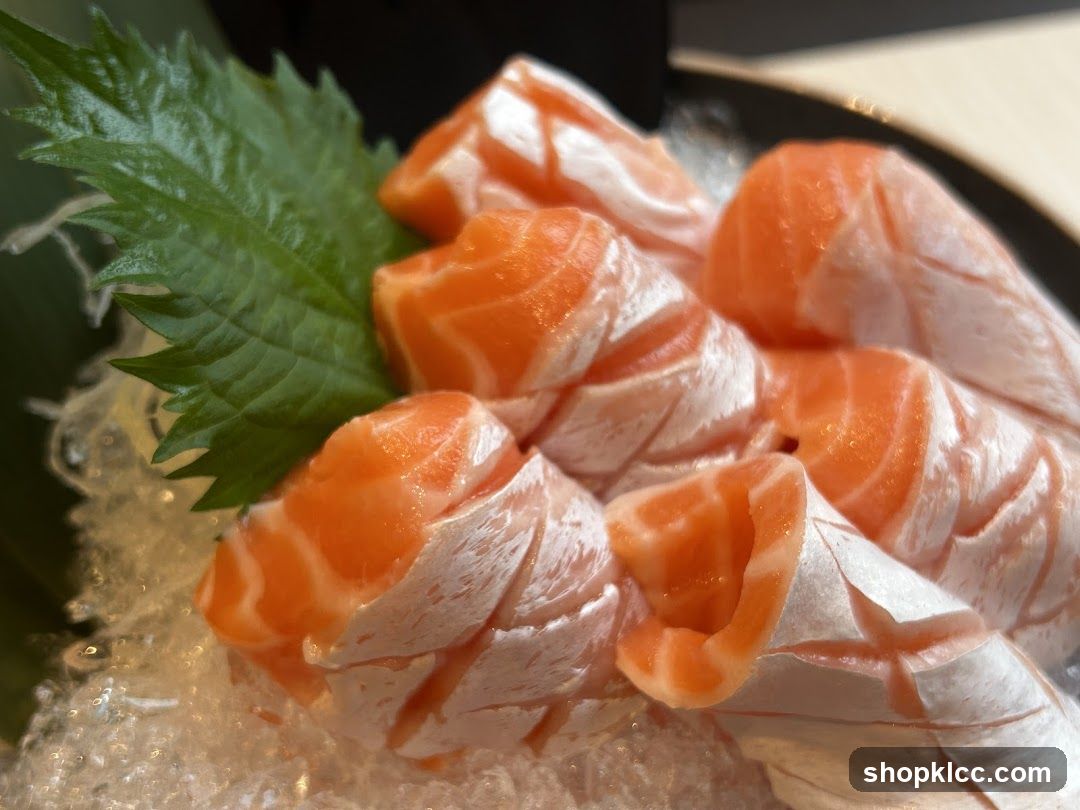 Sashimi Salmon Slices on Ice