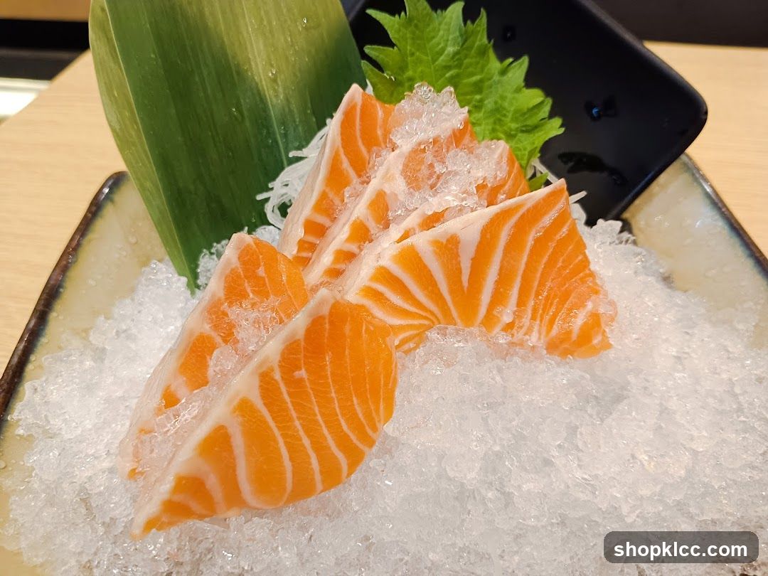 Sashimi Salmon Slices on Ice