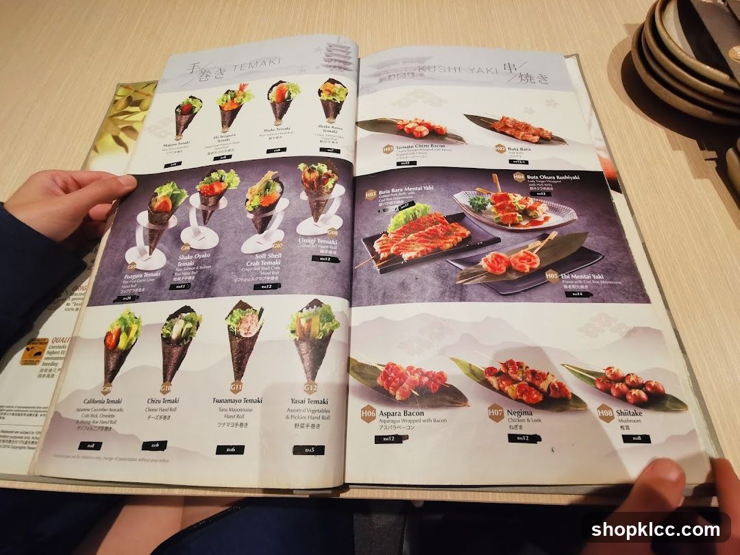 Temptaki Menu Spread