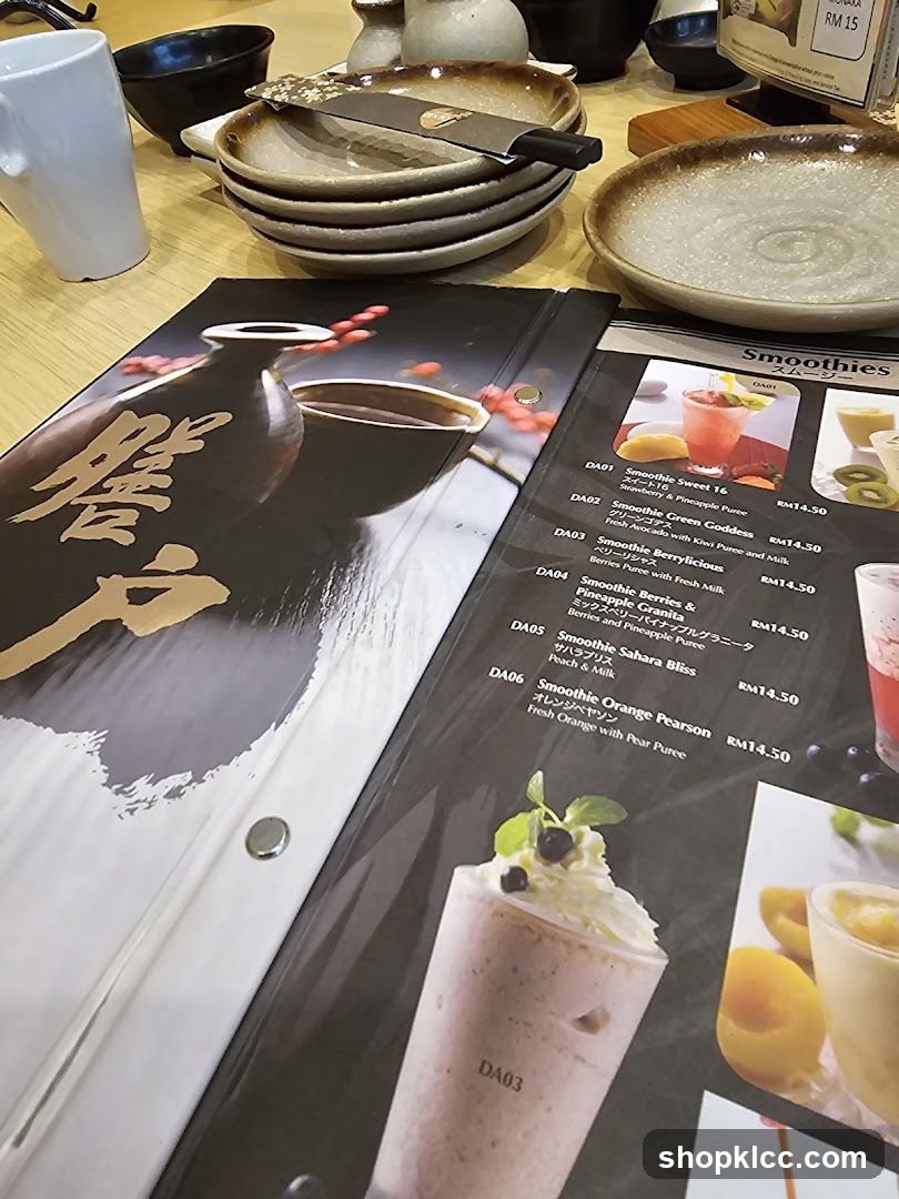 Smoothie Menu and Table Setting