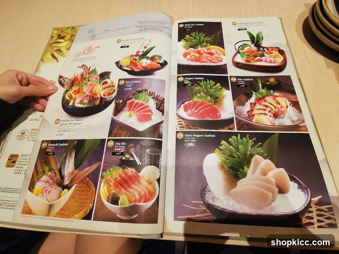 Sashimi Menu Display