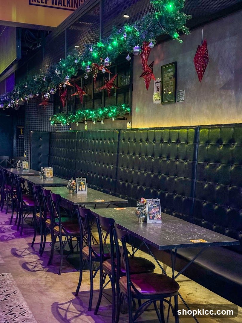 Restaurant Interior with Christmas Decorations