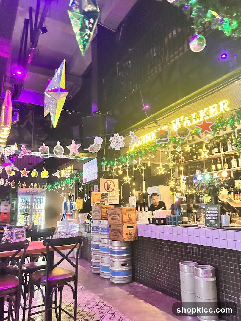 Bar Interior with Christmas Decorations