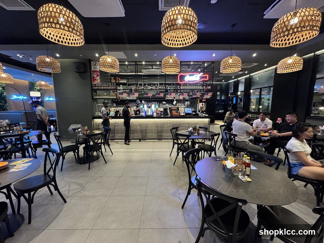 Restaurant Interior with Patrons and Bar