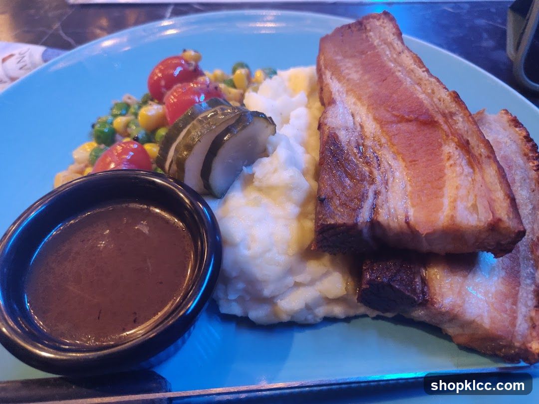 Pork Belly with Mashed Potatoes and Vegetables