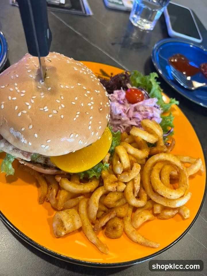 Burger and Curly Fries