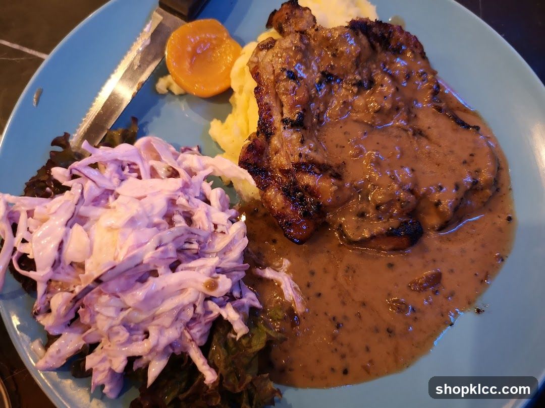 Pork Chop with Mashed Potatoes and Coleslaw