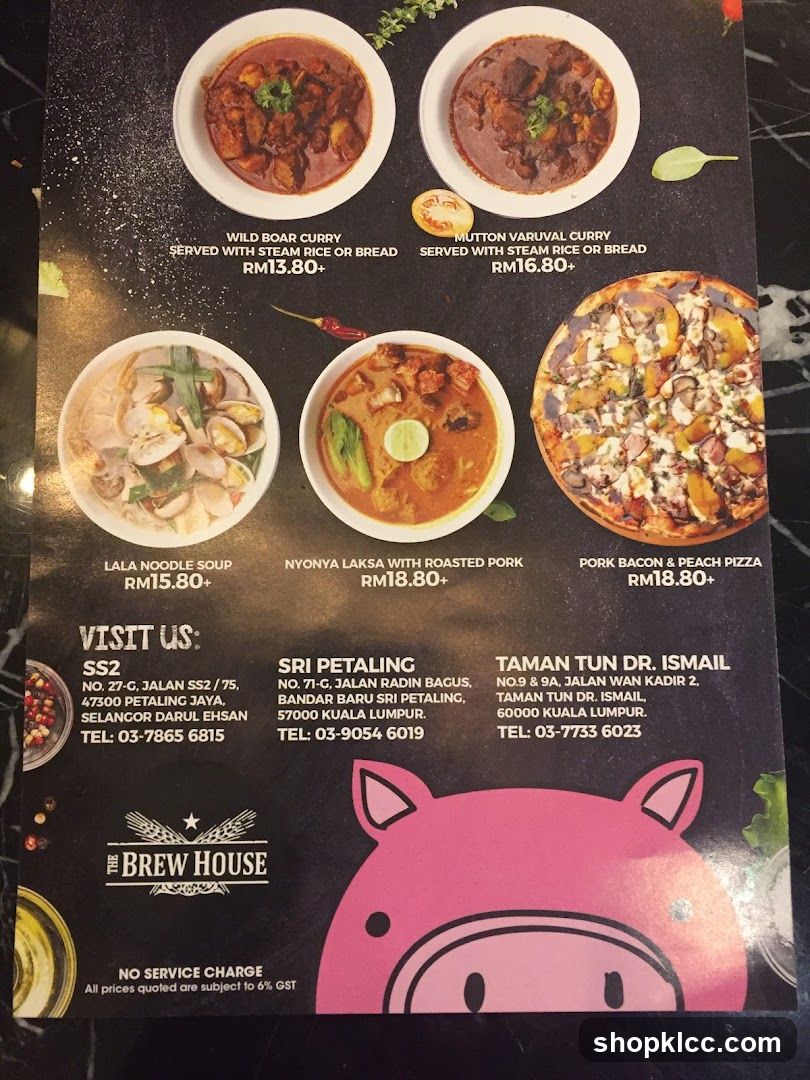 The Brew House Menu