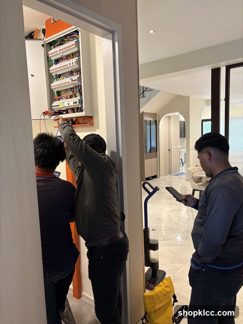 Electricians Working on Panel