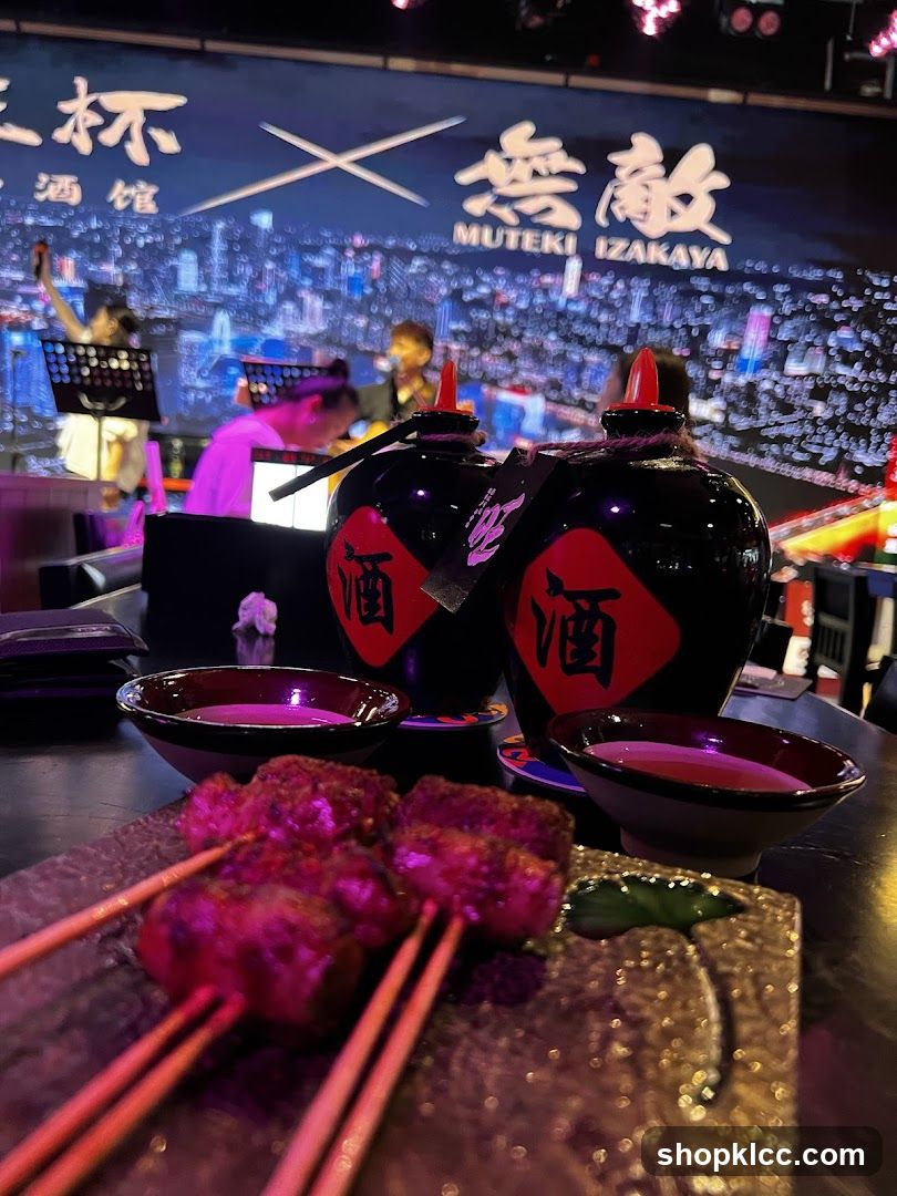 Izakaya Interior with Food and Drink
