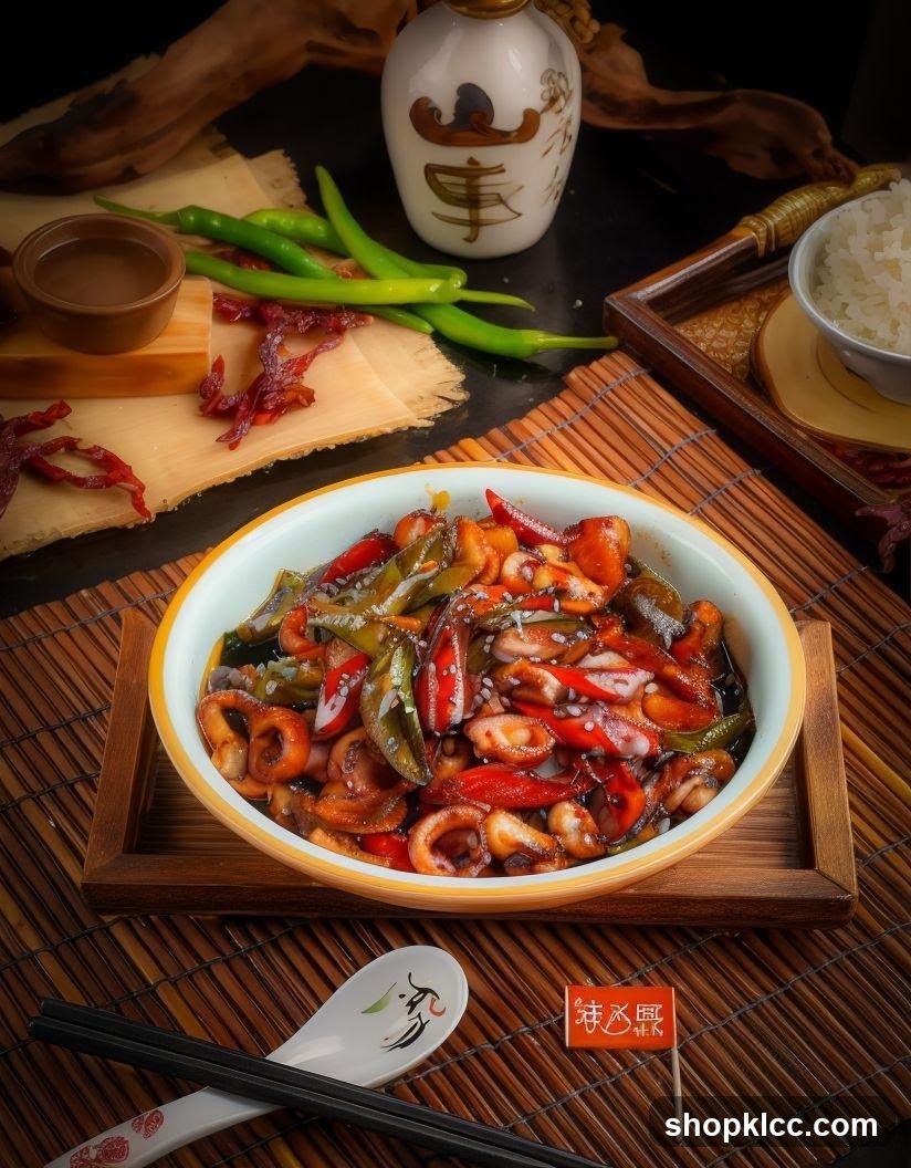 Stir-fried Squid with Peppers and Chili