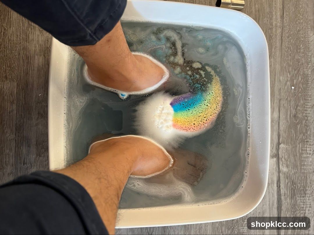 Foot bath with rainbow foam