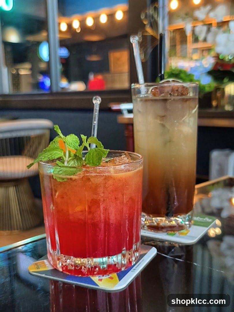 Drinks at a bar or restaurant