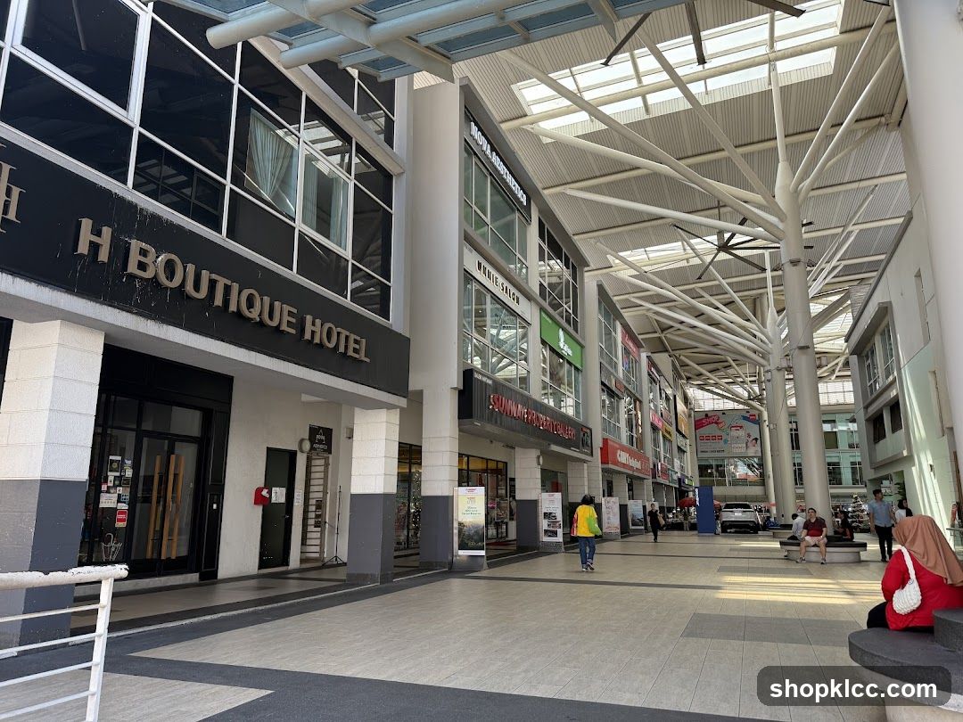Shopping Mall Interior with Hotel Entrance