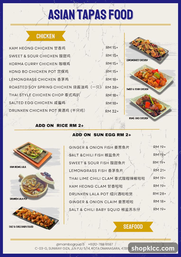 Asian Tapas Food Menu