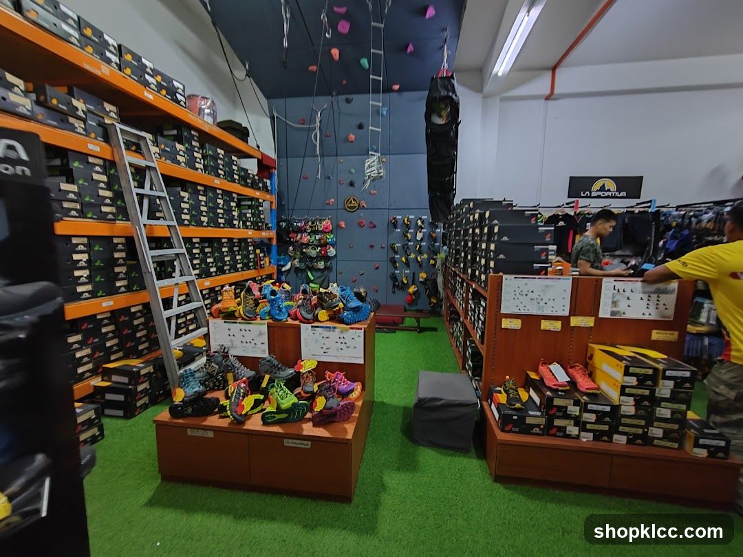 Shoe Store Interior with Climbing Wall