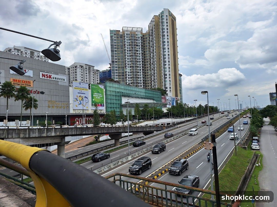 Urban Highway View with Commercial Buildings