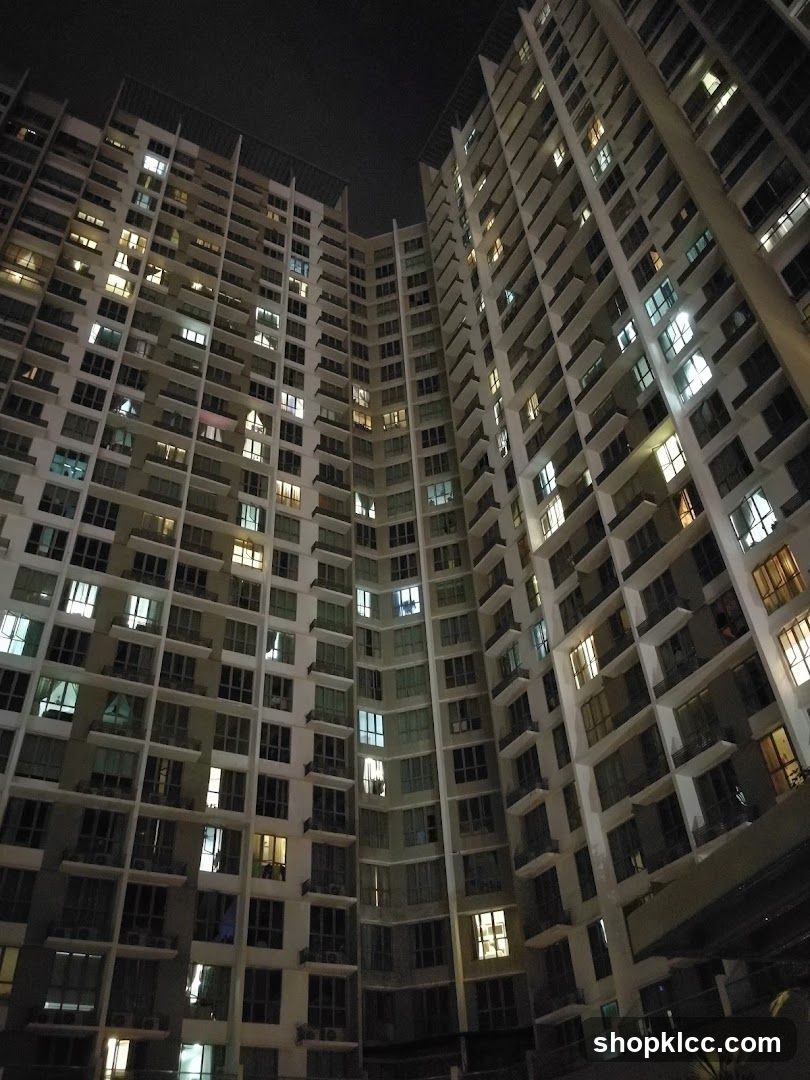 Night view of high-rise residential buildings