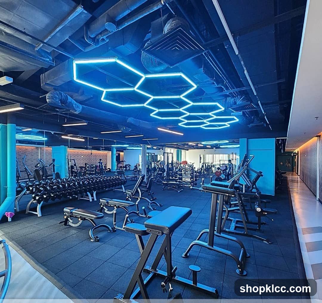 Gym Interior with Neon Lighting