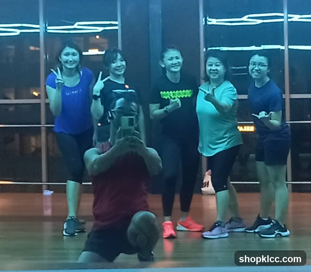 Group photo in fitness studio