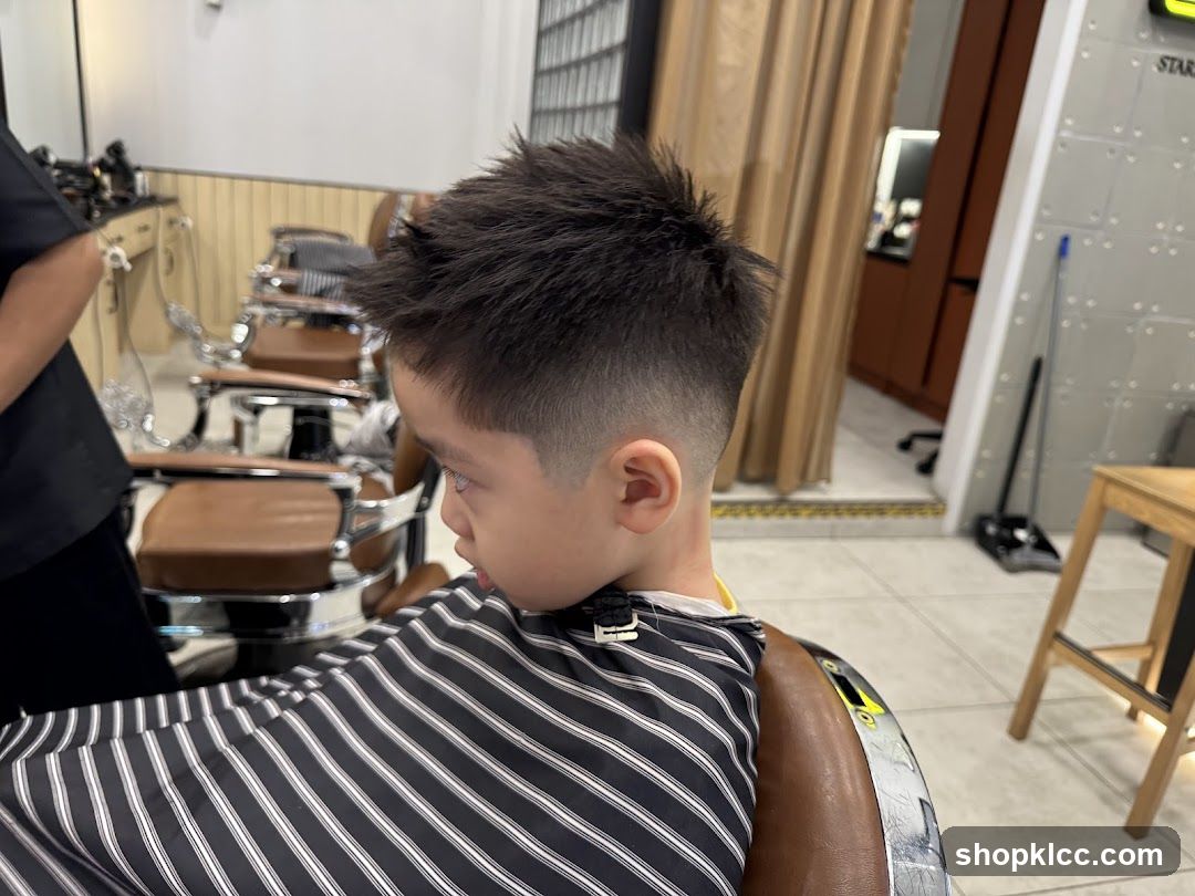 Barber Shop Interior with Young Client