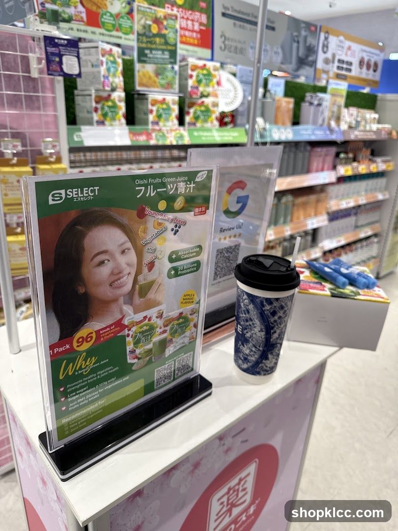 Select Oishi Fruits Green Juice Display