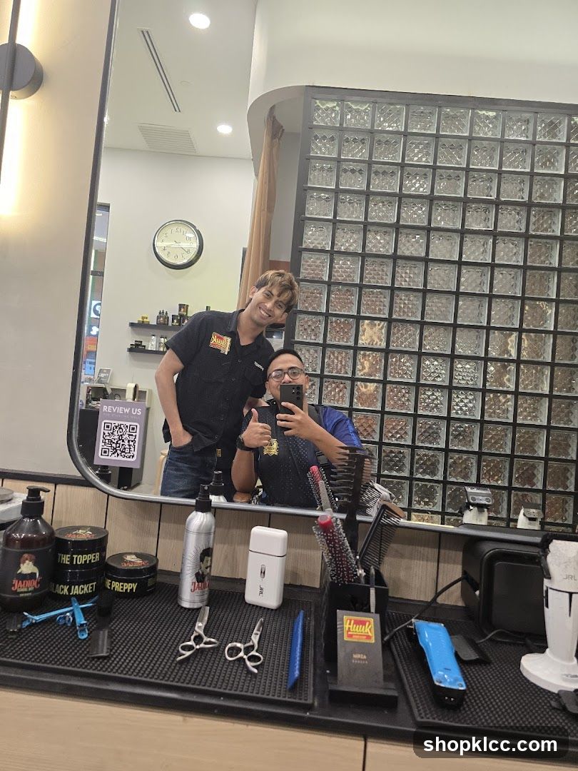 Barbershop Interior Mirror Selfie
