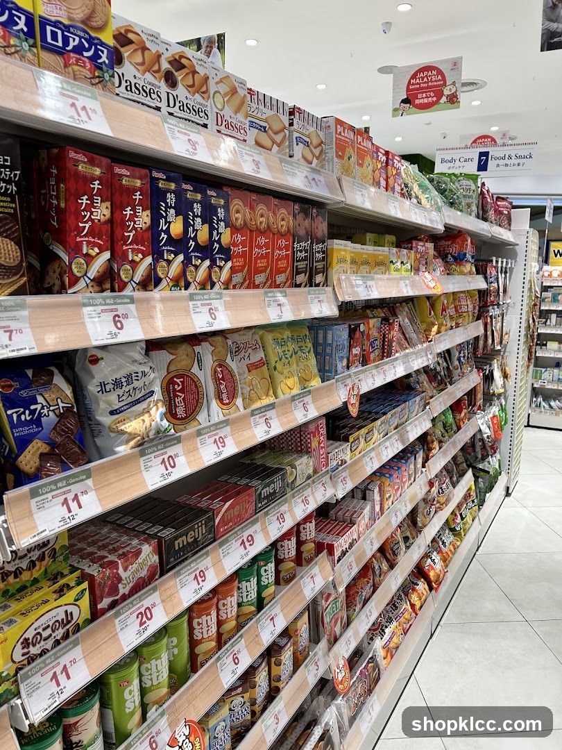 Snack aisle in a Japanese convenience store