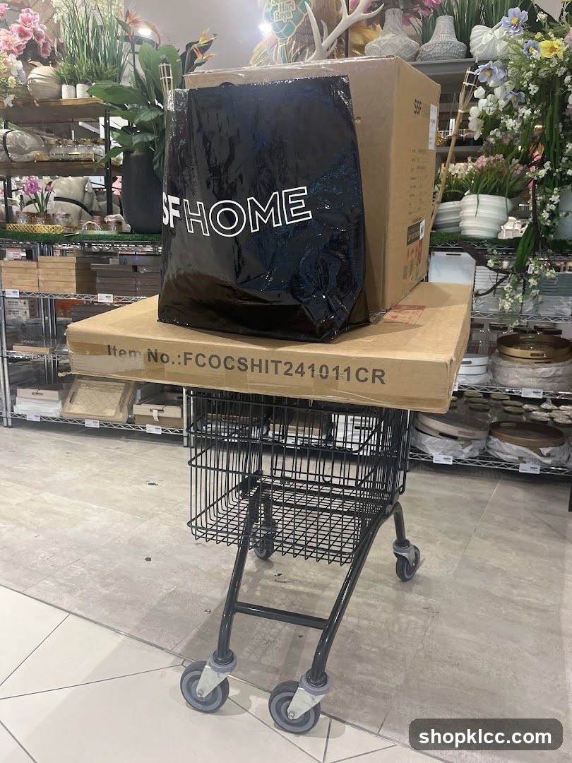 Shopping Cart with Packages in Store