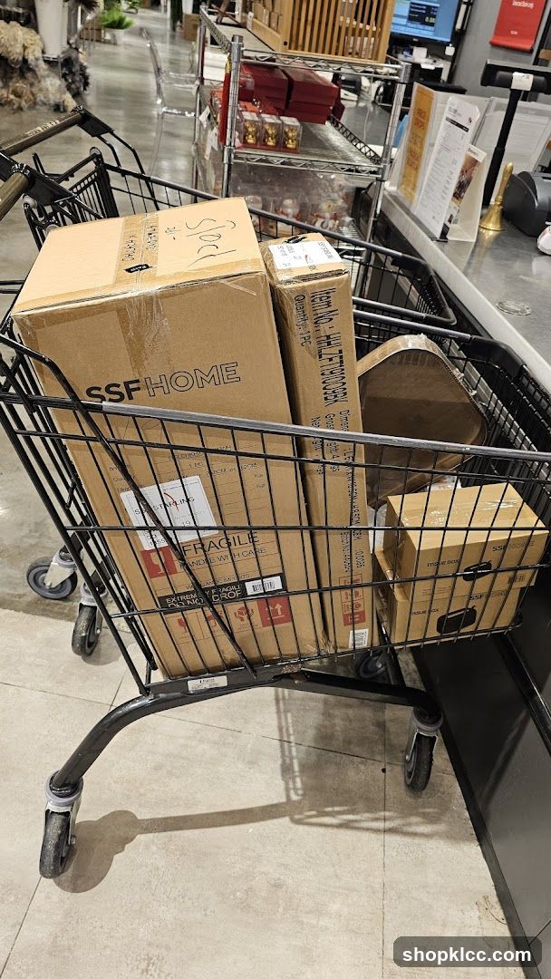 Shopping Cart with Boxes in Store Interior