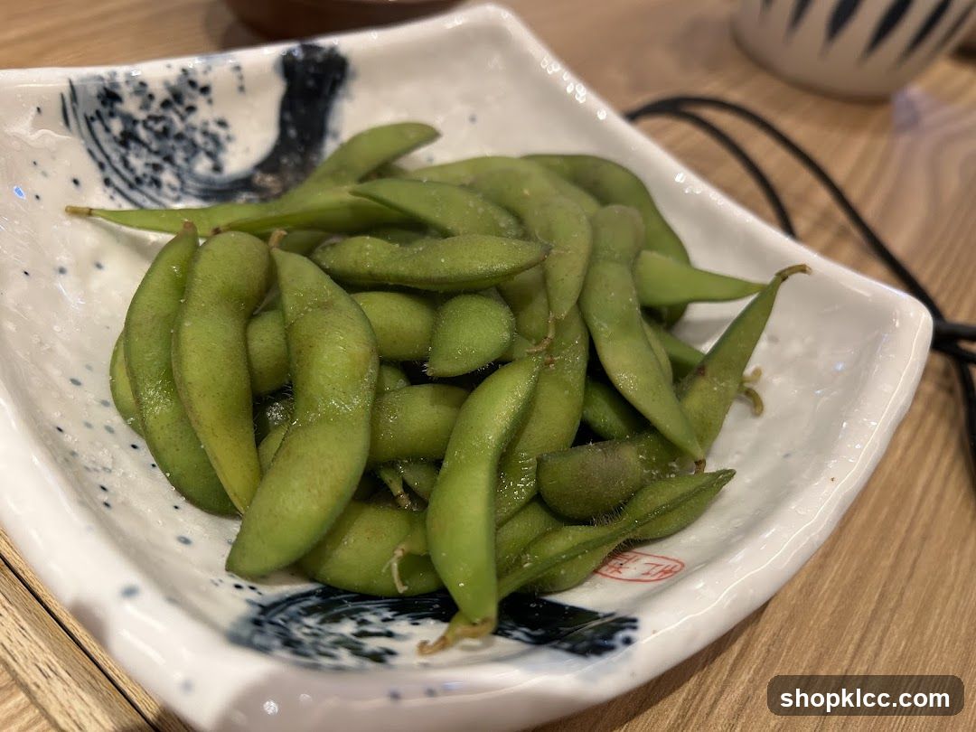 Edamame in a ceramic bowl