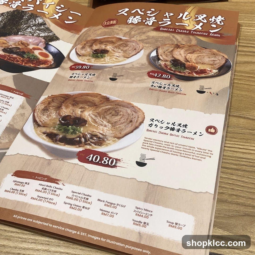 Special Chashu Tonkotsu Ramen Menu