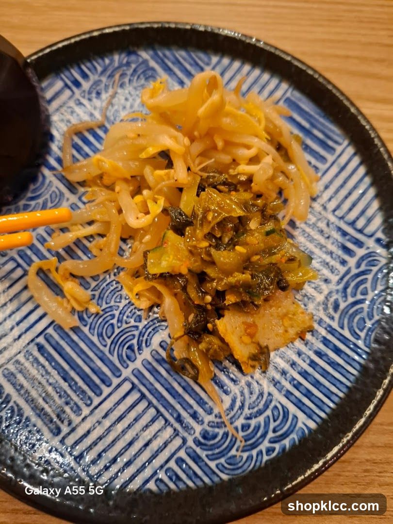 Pickled Vegetables on Blue Patterned Plate
