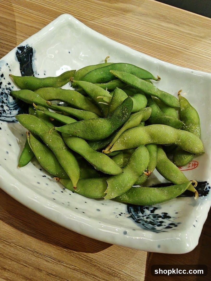 Edamame in a ceramic dish