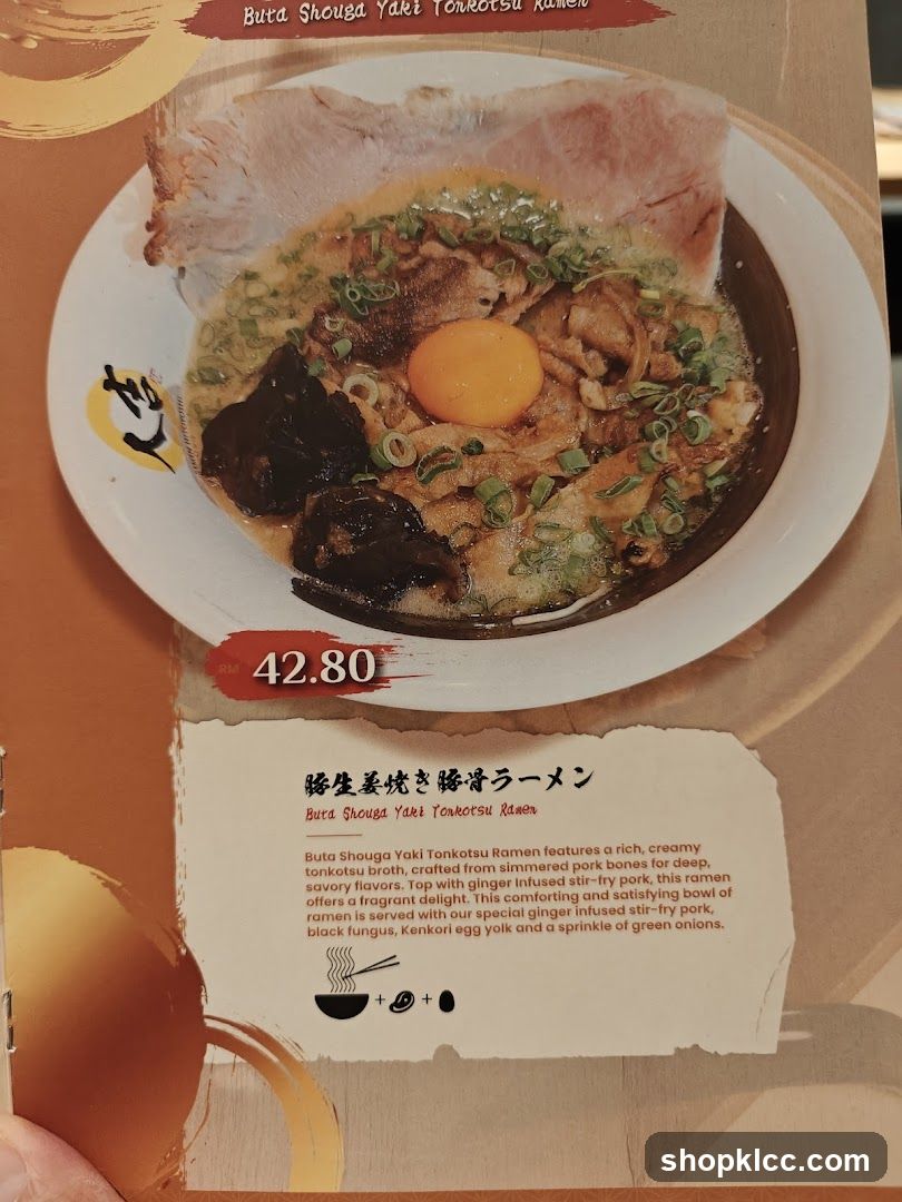 Buta Shouga Yaki Tonkotsu Ramen Menu Page