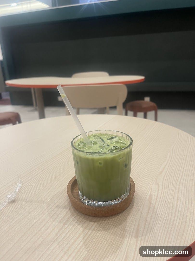 Matcha Latte in a Glass Cup