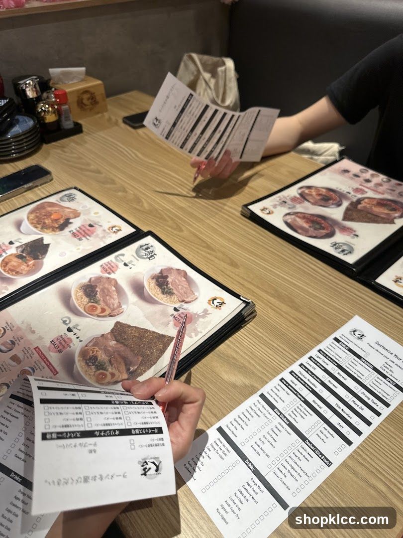 Dining Table with Menus and Condiments