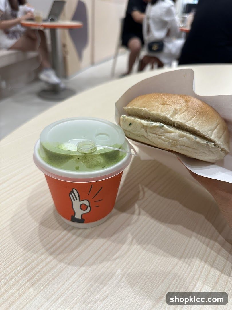 Matcha Drink and Sandwich at Cafe