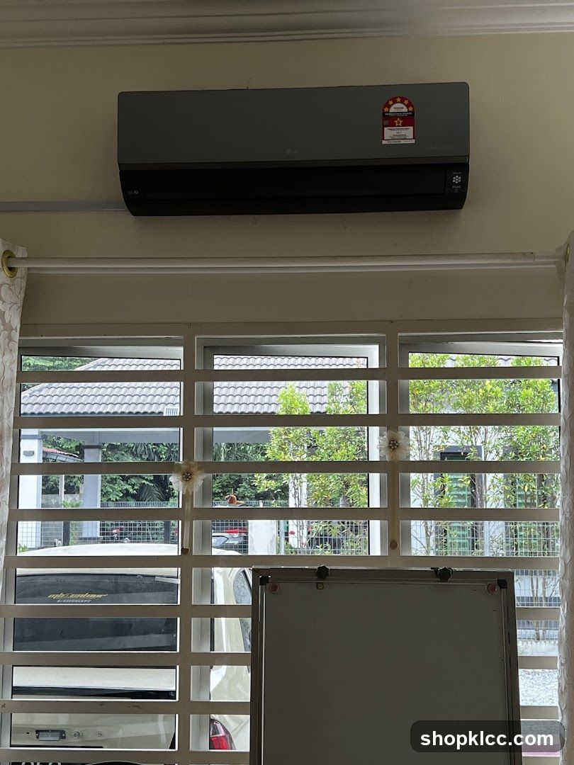 Indoor View with Air Conditioner and Window Security Bars