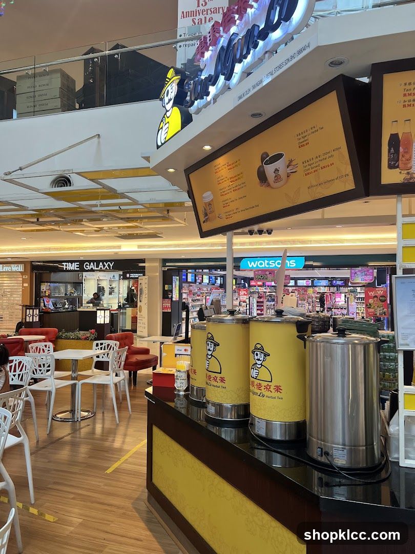 Mall Interior with Tea Stands and Shops