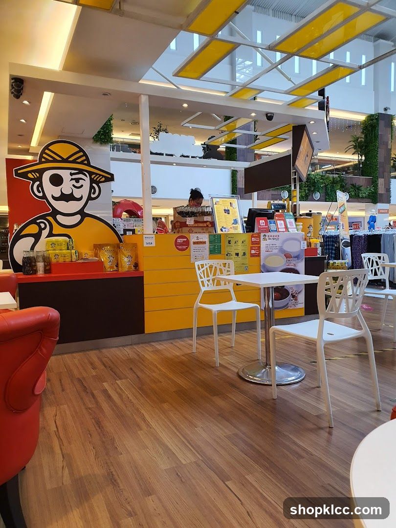 Food Court Interior with Counter and Seating Area