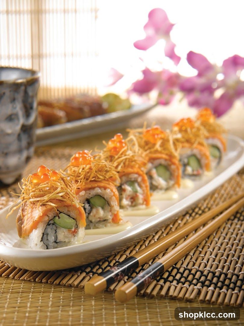 Sushi Roll Platter with Salmon and Caviar