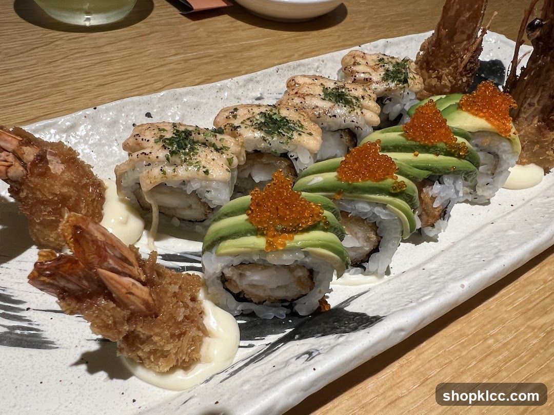 Sushi Platter with Avocado and Tuna Rolls