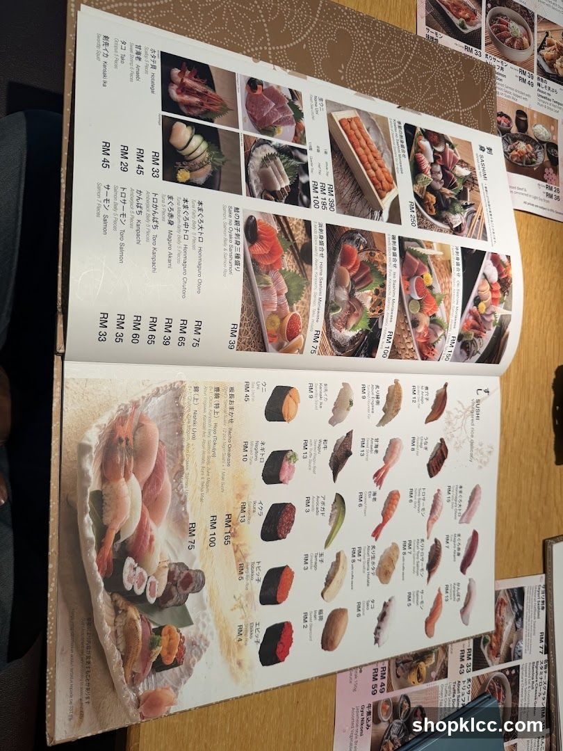 Sushi and Sashimi Menu