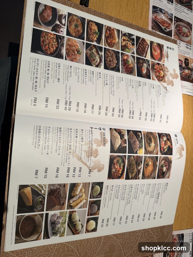 Japanese Restaurant Menu